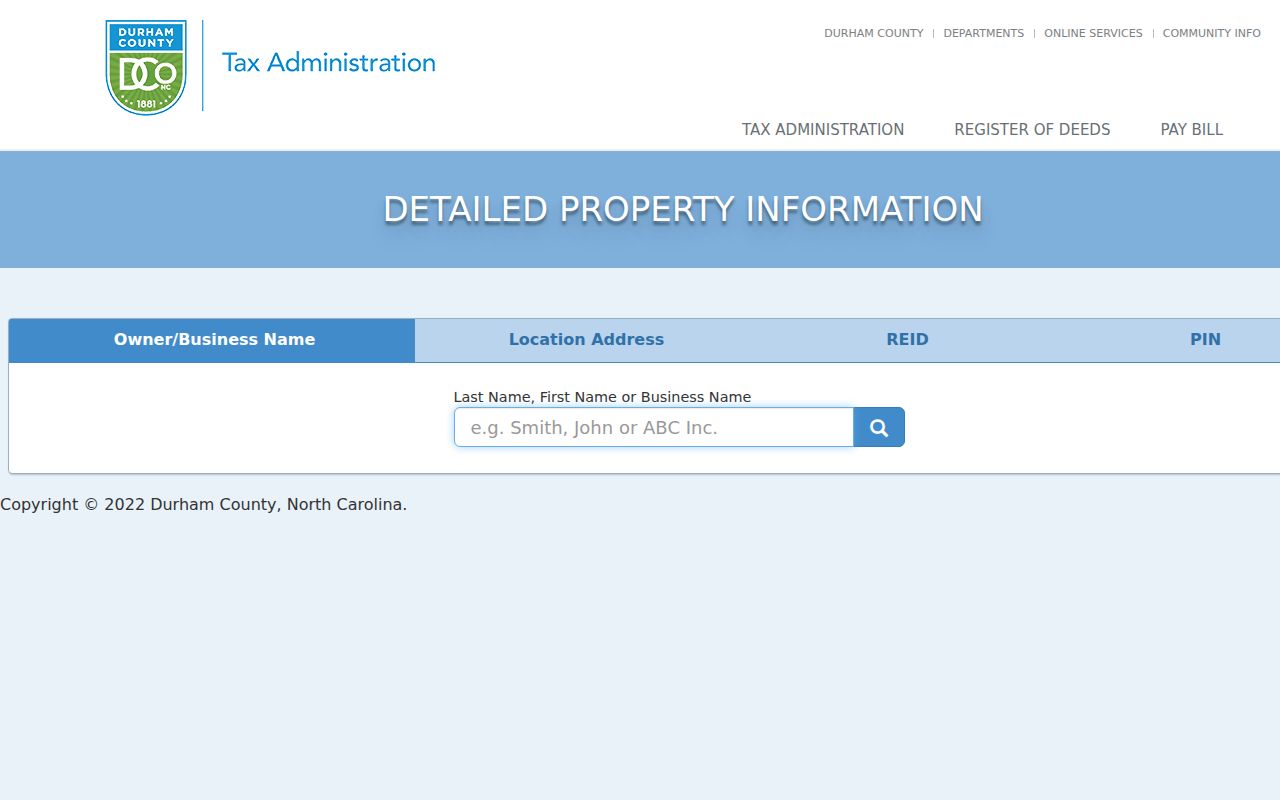 Durham people search owner and real-property record form