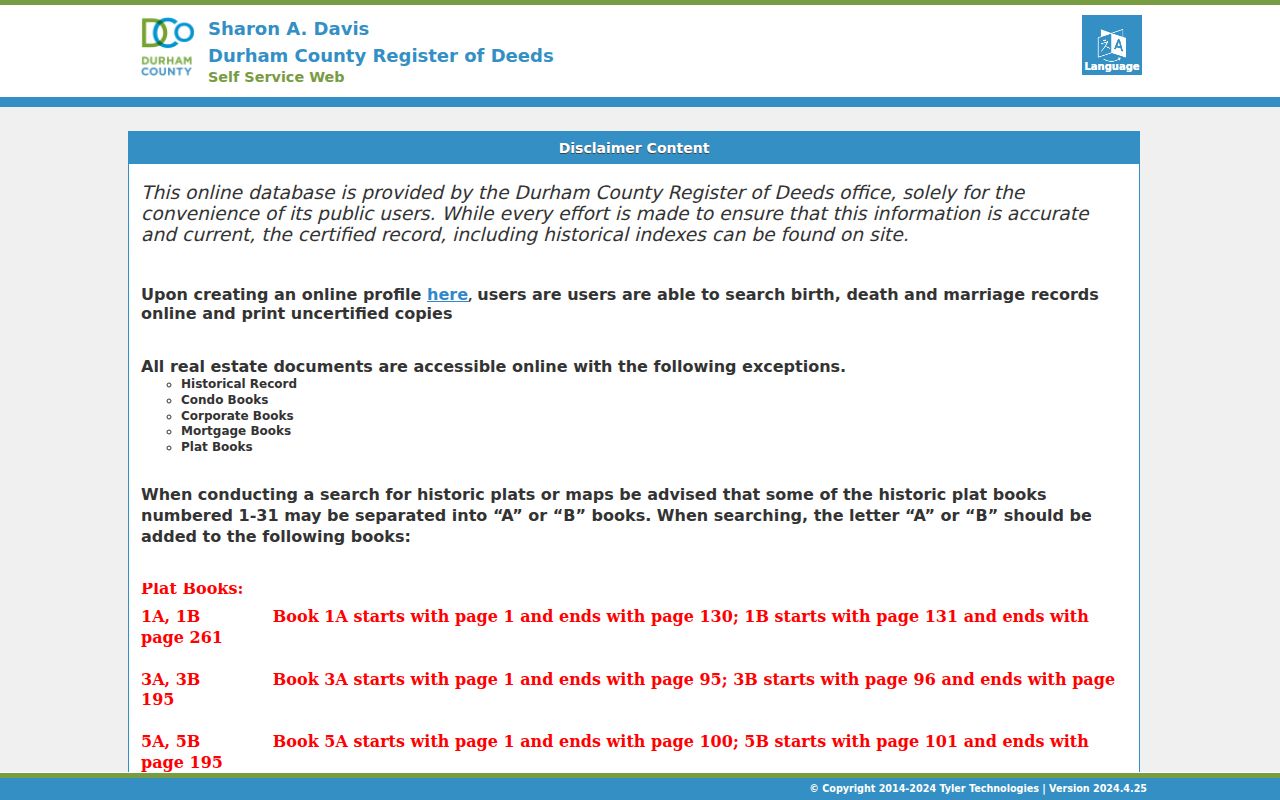 Durham public records Register of Deeds search gateway
