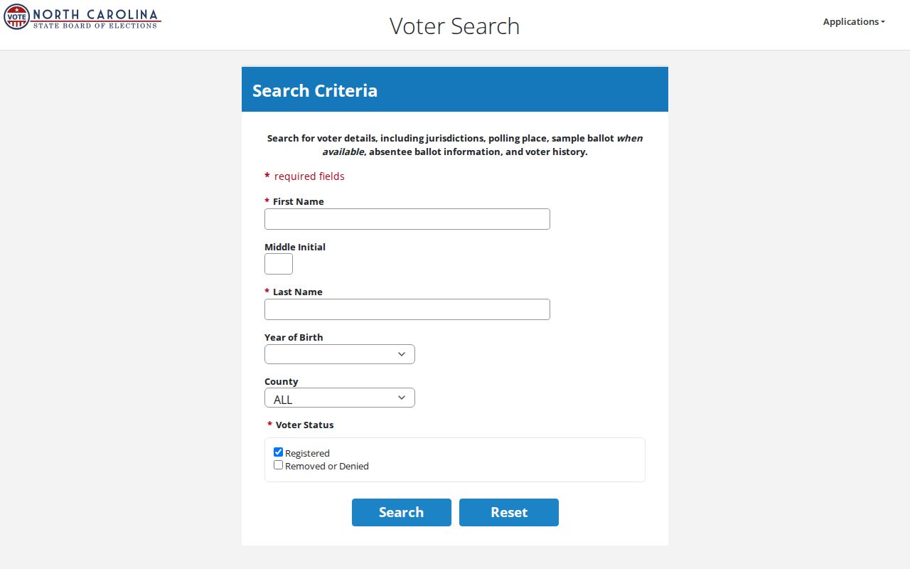 Durham voter registration records lookup form